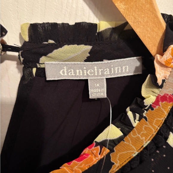 Anthropologie Black Floral Dress with Yellow and Red Blooms - Picture 4 of 8